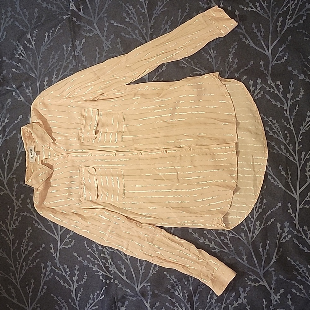 Express metallic striped button-down